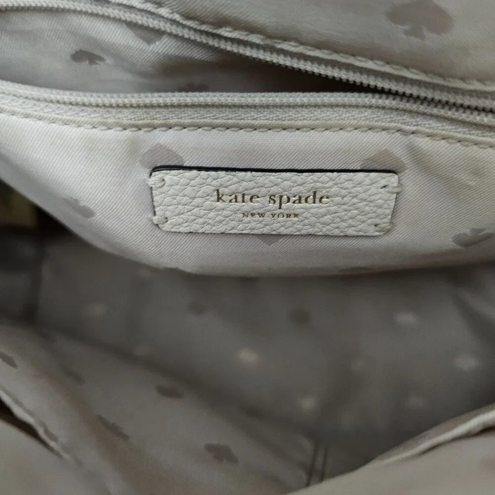 Kate Spade Naomi Pebble Leather Small Satchel Off White Tassel Shoulder Bag COA